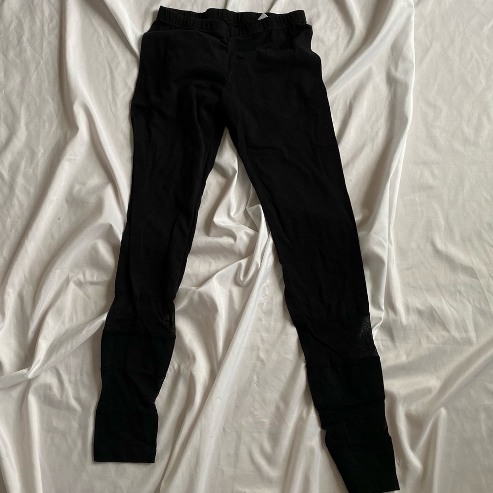 Black Leggings with Mesh Bottoms